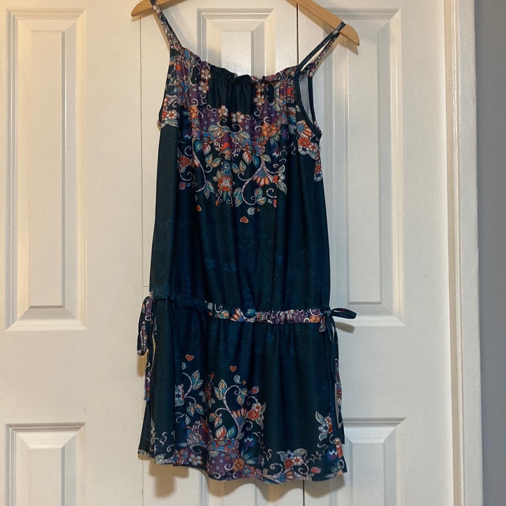 Lily by Firmiana dark blue with flower pattern on it dress